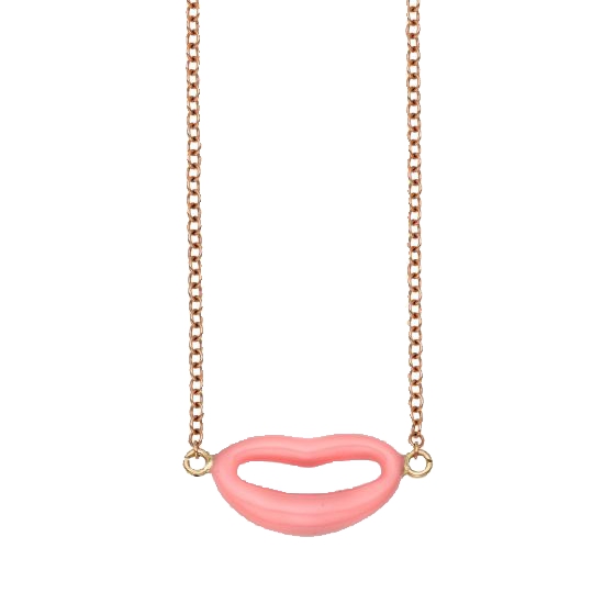 14K Rose Gold Finish 18" Necklace with 1.25" Lips Extension with Lobster Clasp
