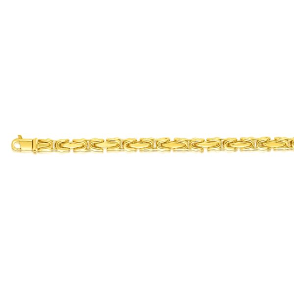 14K Gold Yellow Finish 4.5mm Shiny Fancy Link Bracelet and Necklace with Lobster Clasp
