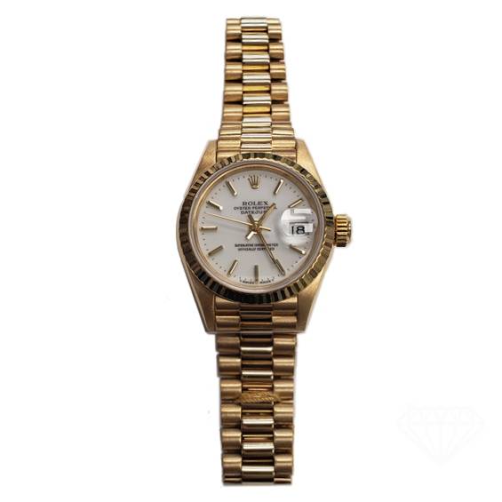 18K Gold Ladies ROLEX Oyster Diamond Watch Perpetual Datejust 3ct