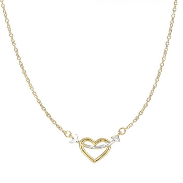 14K Yellow & White Gold 18" Heart & Arrow Necklace