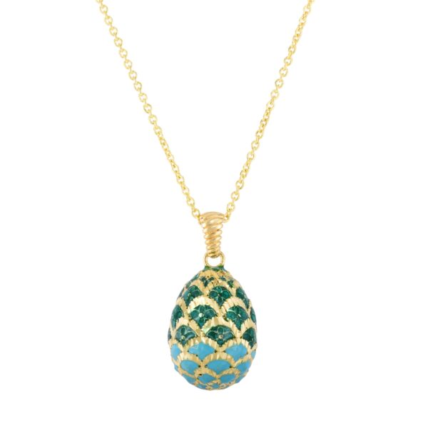 14K Anastasia Enamel Green Egg Necklace with O Clasp